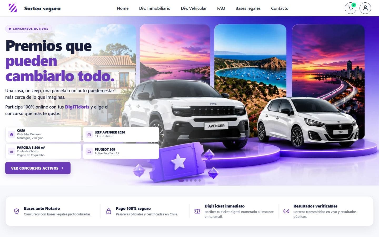 Vista de escritorio de Sorteo Seguro
