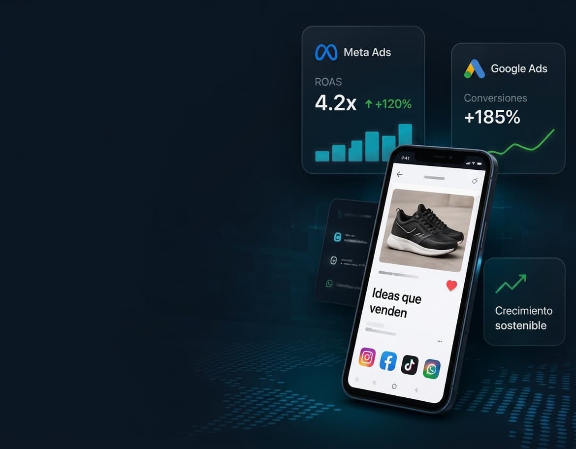 Smartphone con métricas de marketing digital